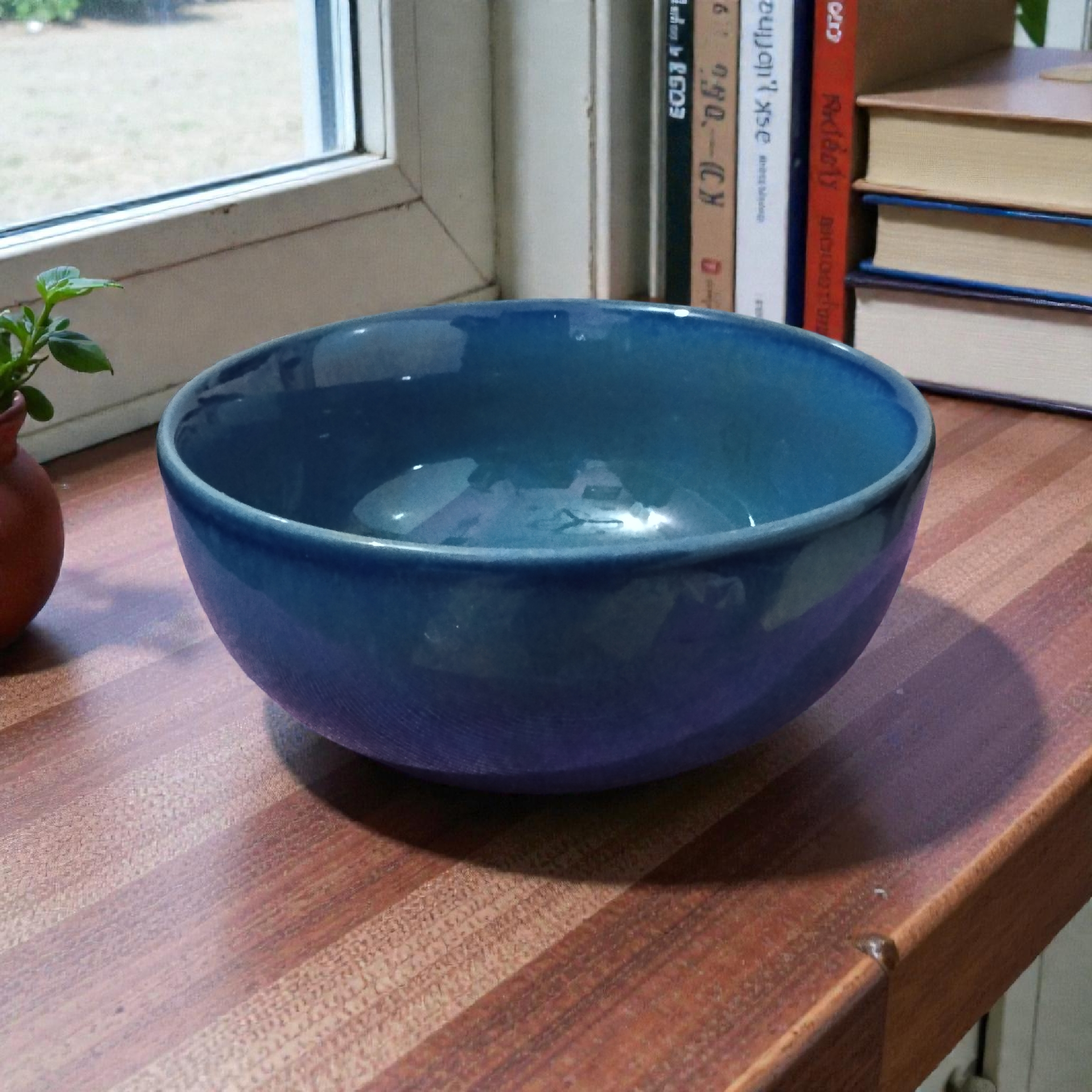 Shreehaar Blue Ceramic Bowl – Deep Blue Glazed Smooth Finish Ceramic Bowl for Soup Salad and Snacks India