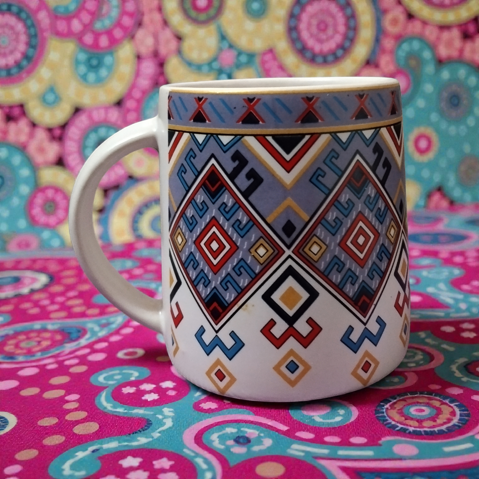 Shreehaar Abstract Print Ceramic Mug – Colorful Bold Geometric Pattern Ceramic Mug for Daily Tea and Coffee Use India