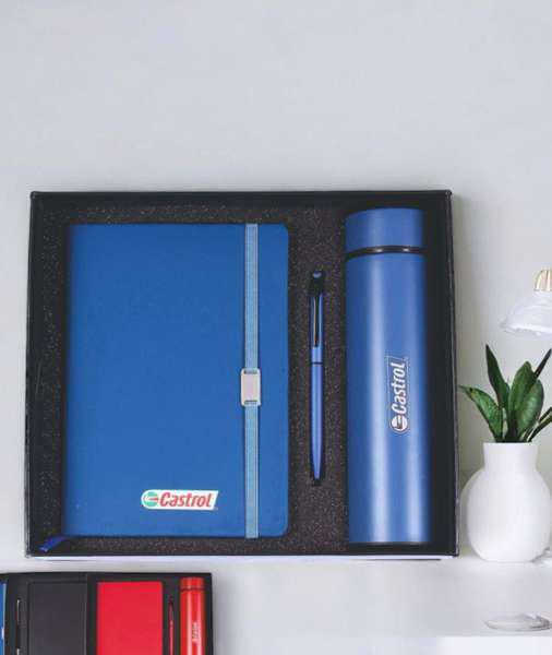 Shreehaar Productivity Booster Corporate Gift Kit – Premium Diary Pen and Bottle Set in Blue Branded Gift Box India