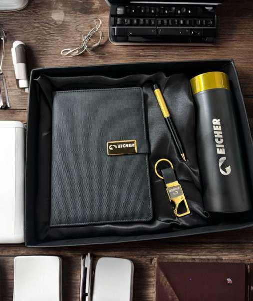 Shreehaar Elite Executive Corporate Gift Set – Premium Pen Notebook Keychain and Durable Bottle in Black Gift Box India