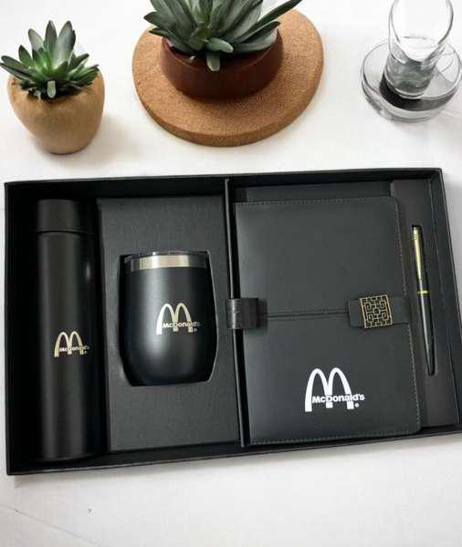 Shreehaar Premium Desk Companion Corporate Gift Set – Leatherette Notebook Premium Pen Mug and Bottle in Black Gift Box India