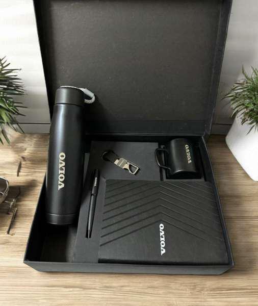 Shreehaar Complete Starter Pack Corporate Gift Kit – Metal Pen Bottle Leatherette Notebook Mug and Keychain in Black Gift Box India